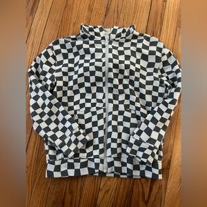 Old Navy Blue and Gray Checkered Hoodie